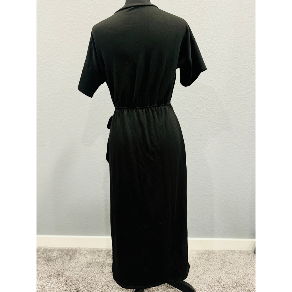 FSL Apparel Black Wrap Midi Dress - Elegant and Comfortable Size S - Picture 4 of 8